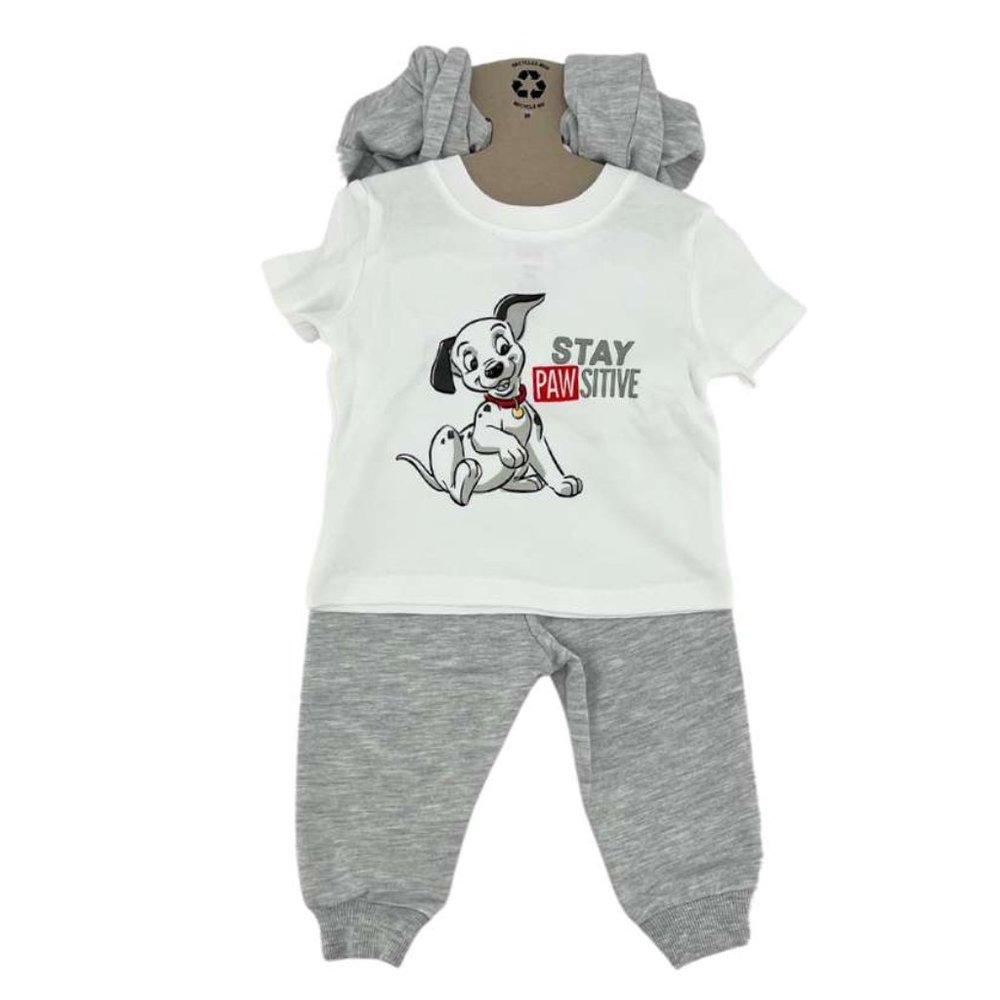 Disney Baby | Infant 101 Dalmatian 3 Piece Clothing Set | White & Grey | Size 9M